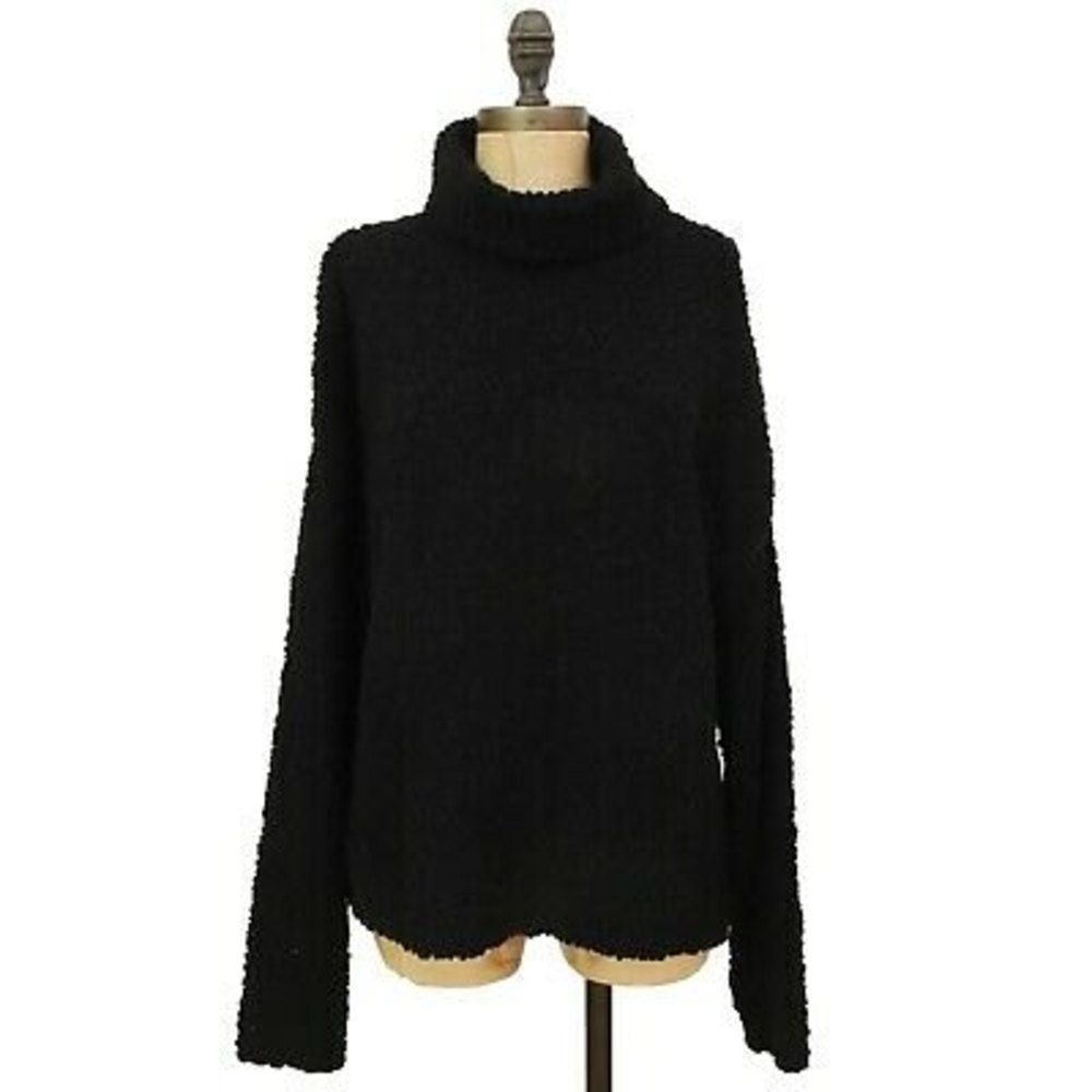 Bobeau Popcorn Turtleneck Sweater Top Size M L Textured Black NEW Tag B50 - Picture 2 of 5